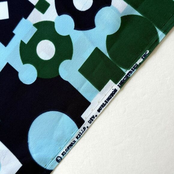 1970s Klopman Mills Burlington Blue Green Mod Geometric Apparel Fabric 2.5ydx45" - Picture 4 of 6
